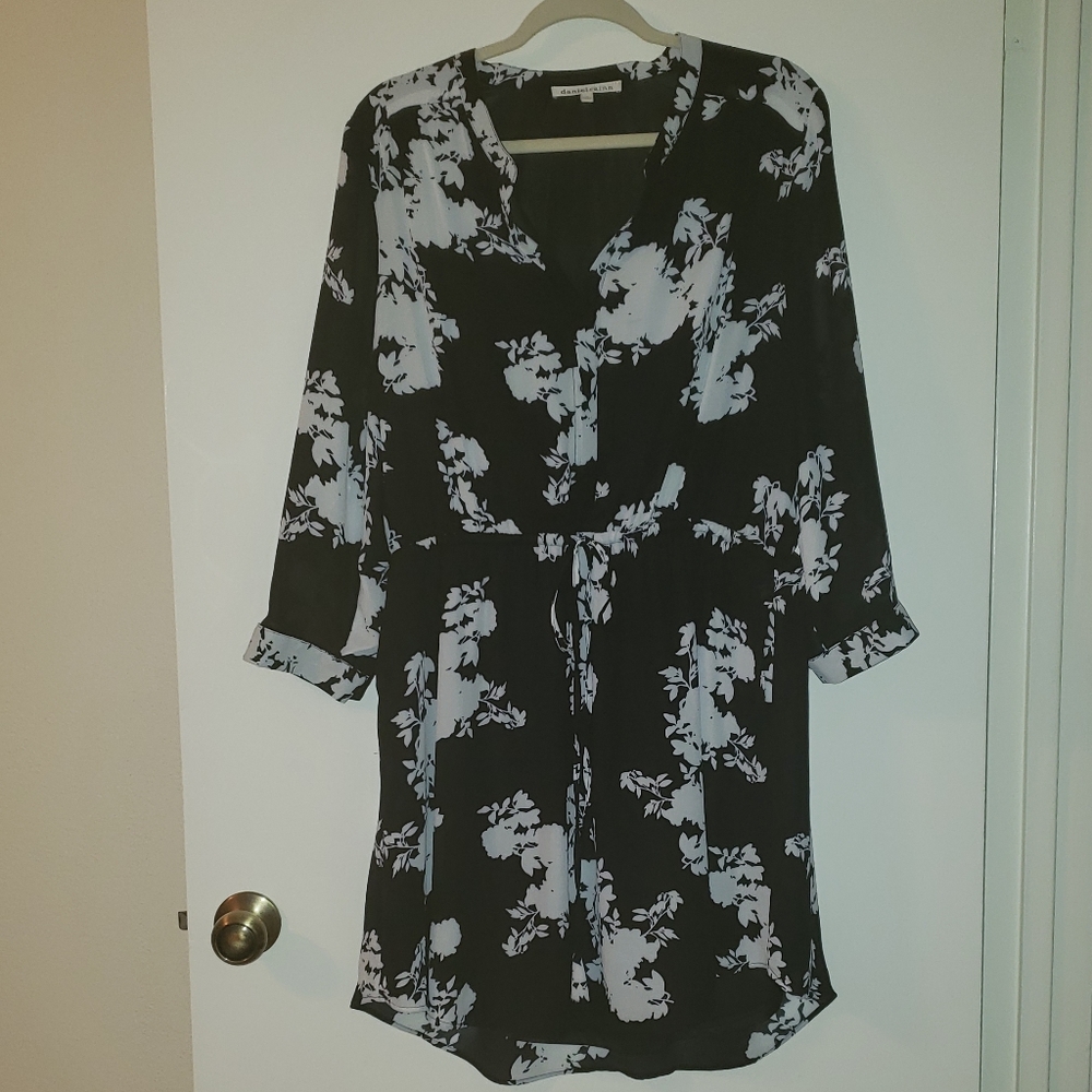 Daniel Rainn black floral shirt dress